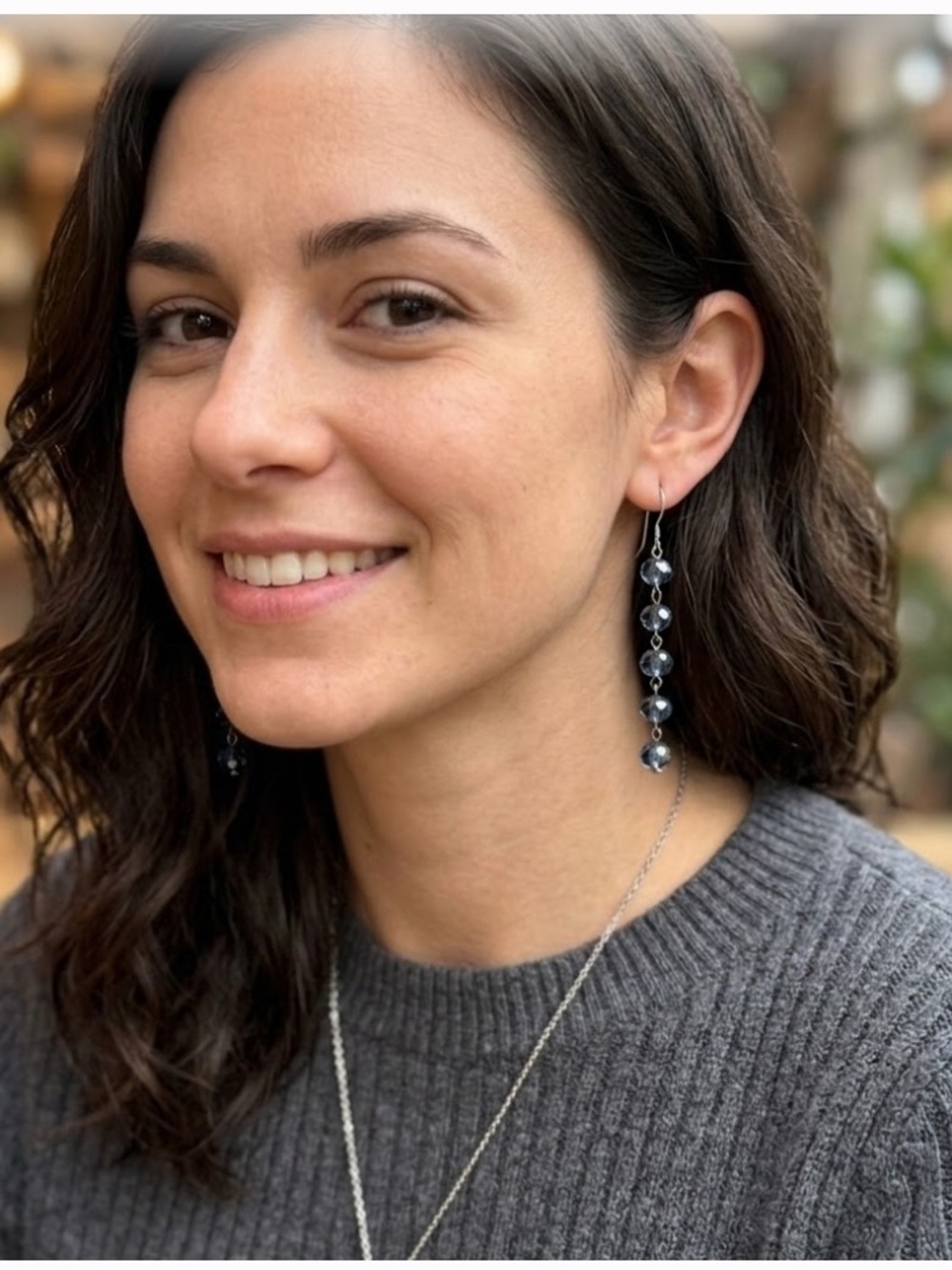 Dark Blue Czech beaded earrings